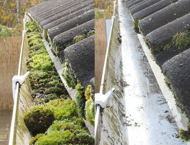 Gutter Clearance Before and After MAC Cleaning Services